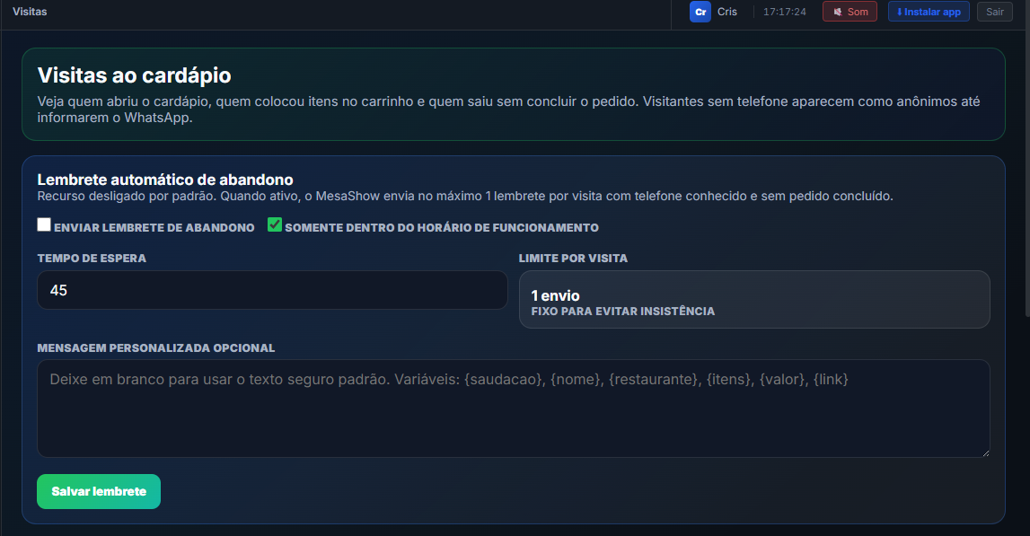Terceira tela de Vendas e relacionamento